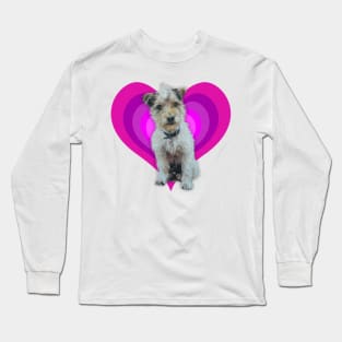 Gorgeous Jack Russell pup on a rainbow heart Long Sleeve T-Shirt